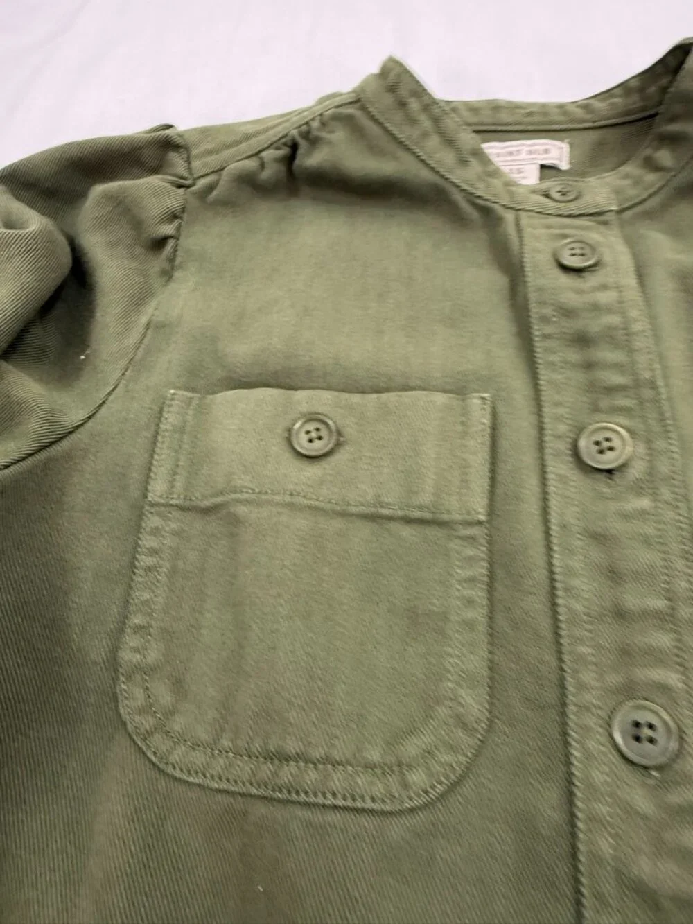 J.Crew Point Sur Draped Twill Button Down Shirt Army Green Size XS